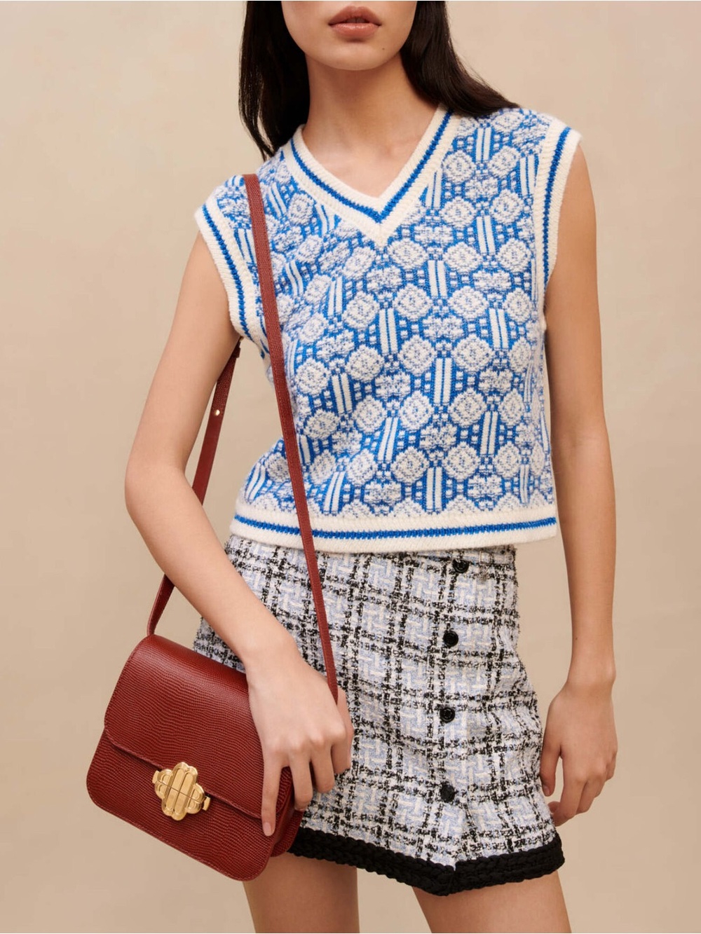 Maje Sleeveless Jacquard Sweater Vest